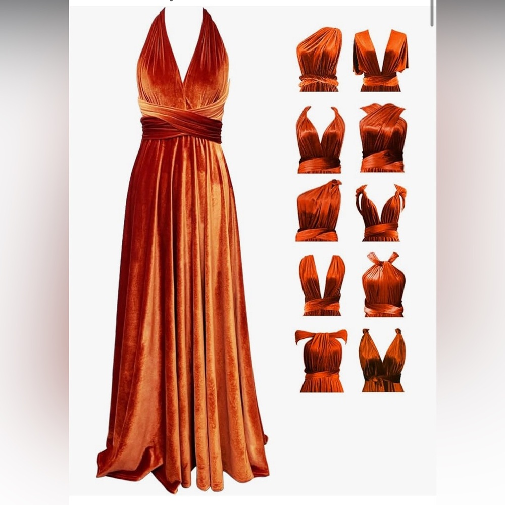 Infinity / Convertible Wrap Salmon Velvet Dress